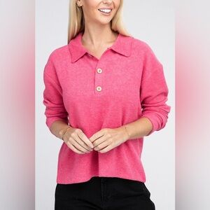 Brushed Melange Hacci Collared Sweater